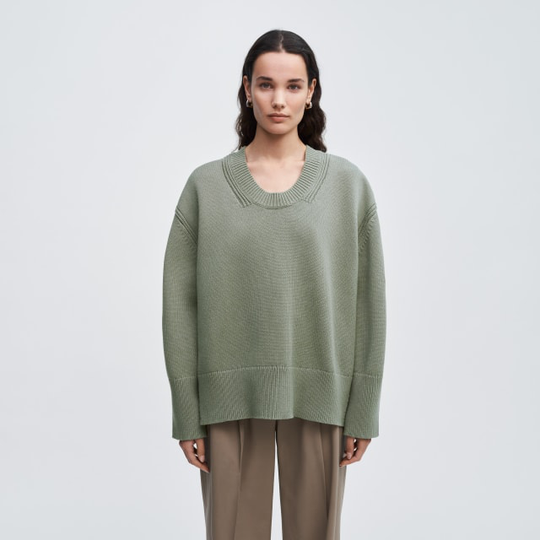 Stickad bomullsjumper med kashmir NANCY