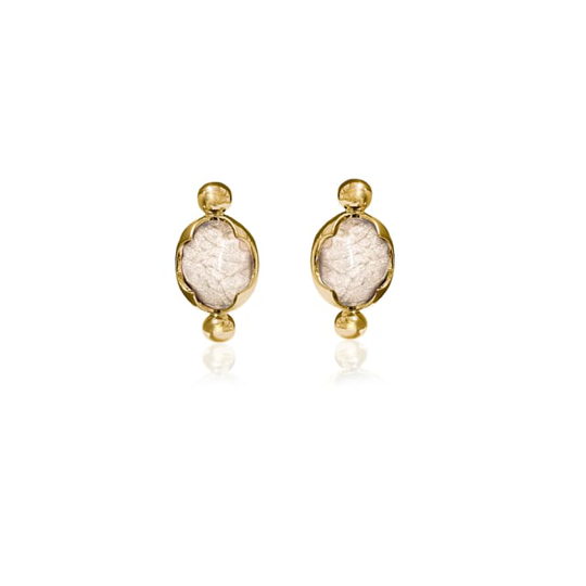 Oyster Studs Gold/marble Blue