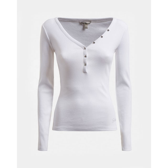 Es Ls V Neck Logo Henley Tee Tshirt Short Sleeves